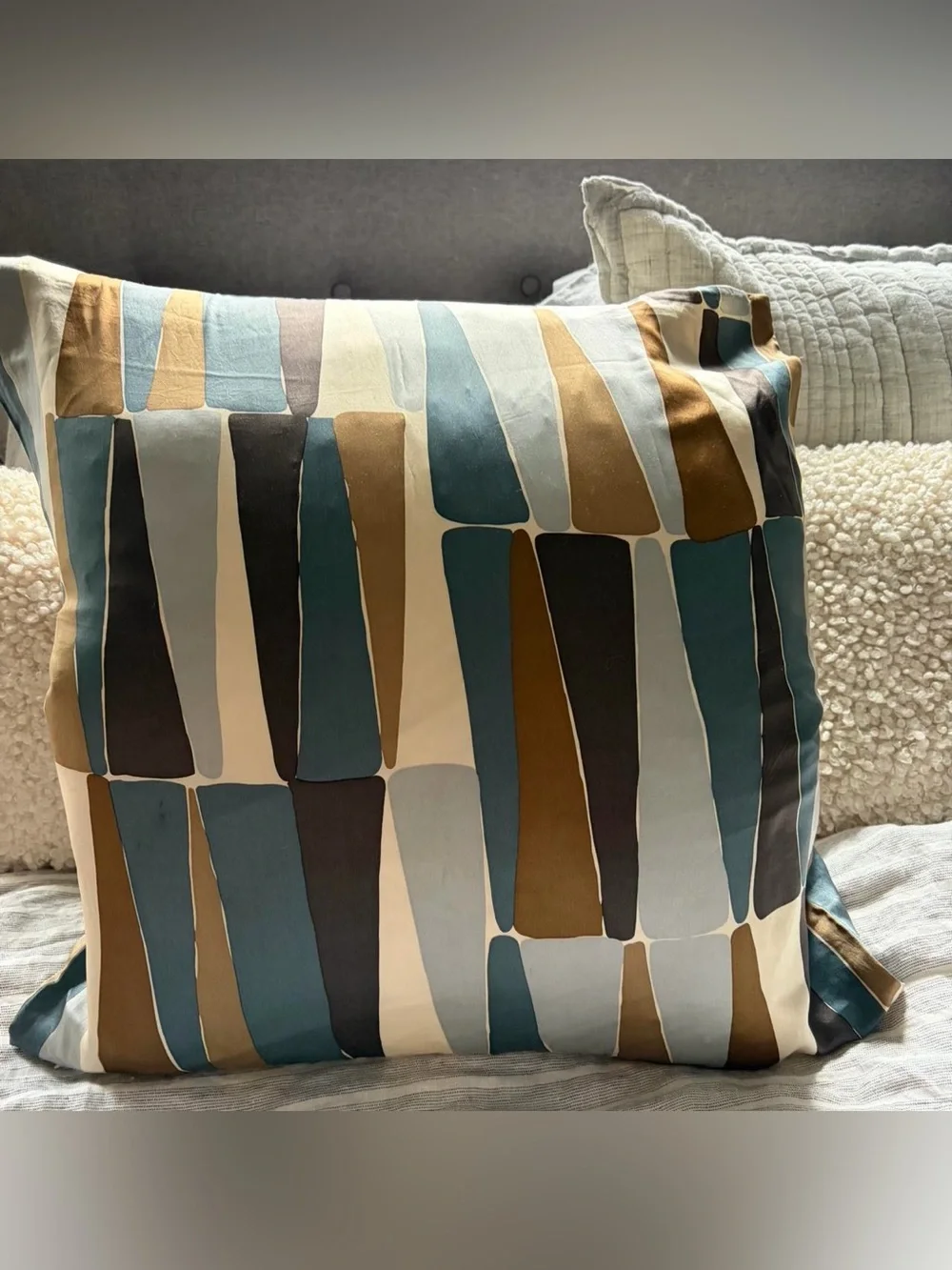 West Elm peaks silk printed Accent Pillow Cover in Teal, Gold, Black, Cream